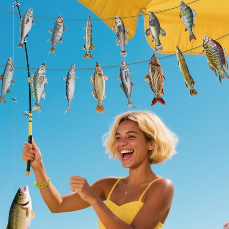 Fish Theme Party Decorations Fish Shape Paper Ceiling Decoration Hanging Ornament Retirement Birthday Party Decoration