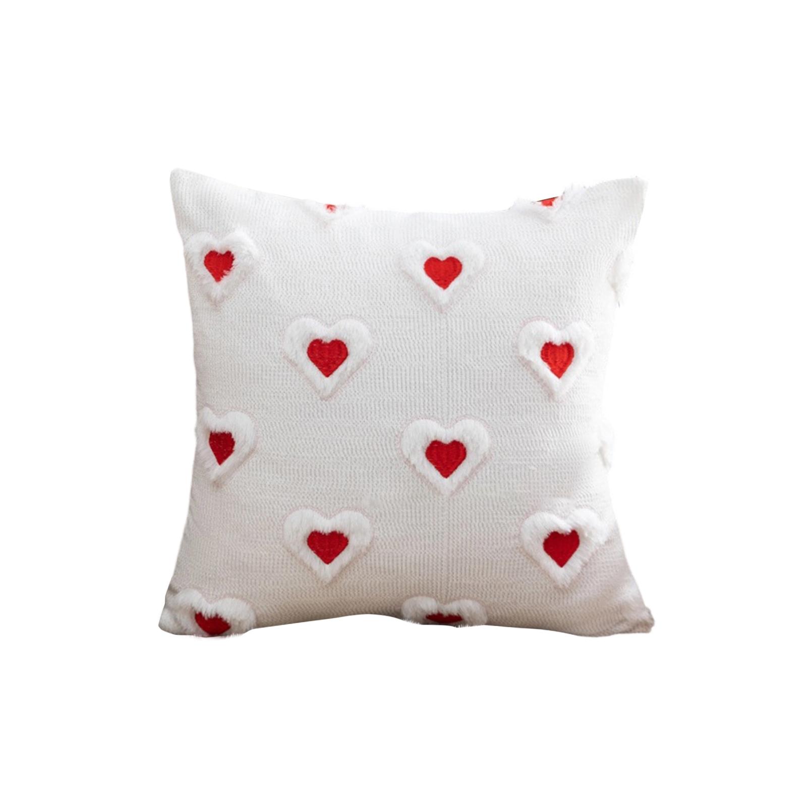 Valentine s Day Love Heart Throw Pillow Cover Faux Furs Love Pillow Covers Soft Plush Cushion Case Decoration For Sofa Couch Home Decor One Size белый 940₽