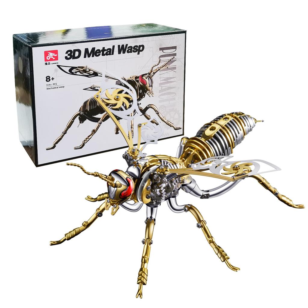 3D Puzzle for Adults 3D Metal Puzzle Craft DIY Metal Insect Kit Assembly Puzzle Toy Model Hornet Steampunk Interior