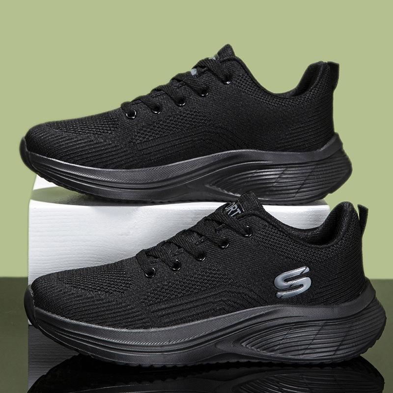 Lightweight fly-woven sports shoes autumn versatile breathable casual shoes flat heel old walking shoes men
