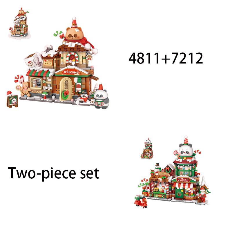 LOZ Christmas gift, folding street gingerbread house DIY building model assembly, building blocks toys, children's holiday gift
