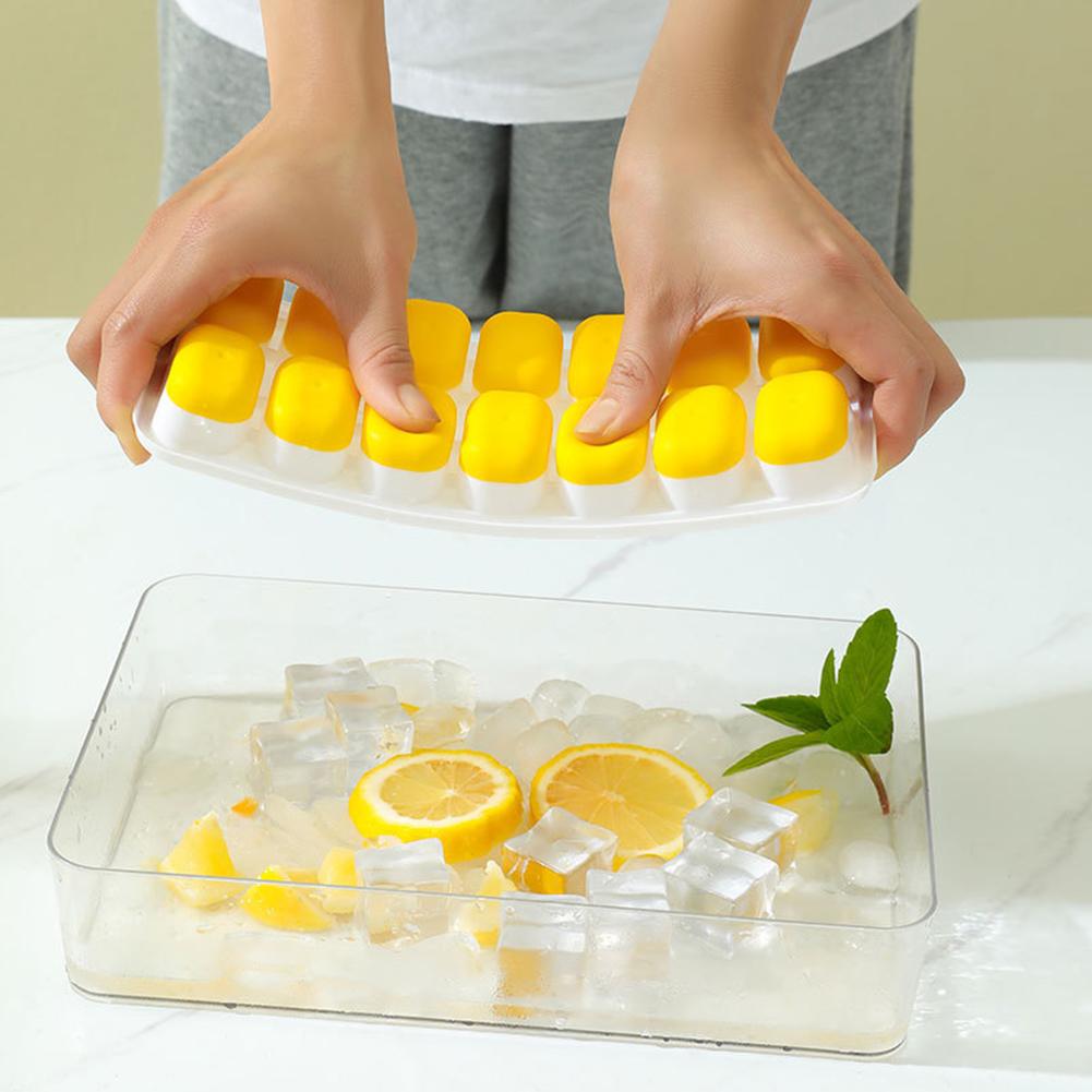 Silicone Ice Cube Trays With Lid Reusable Easy-Release Diy Fruits Stackable Ice Cube Molds For Coffee Cocktail Freezer