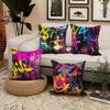 4 stuks Urban Street Art Graffiti Kussenslopen - Hedendaagse Graffitikunstenaar Kussenslopen met Ritsluiting, Machinewasbaar Sofa Bed Decor in Graffiti