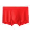 Men Boxer Underwear Mid-rise Elastic Waist Modal Fabric U-Convex Shorts Briefs Solid Color Red Luck Slim Fit Panties