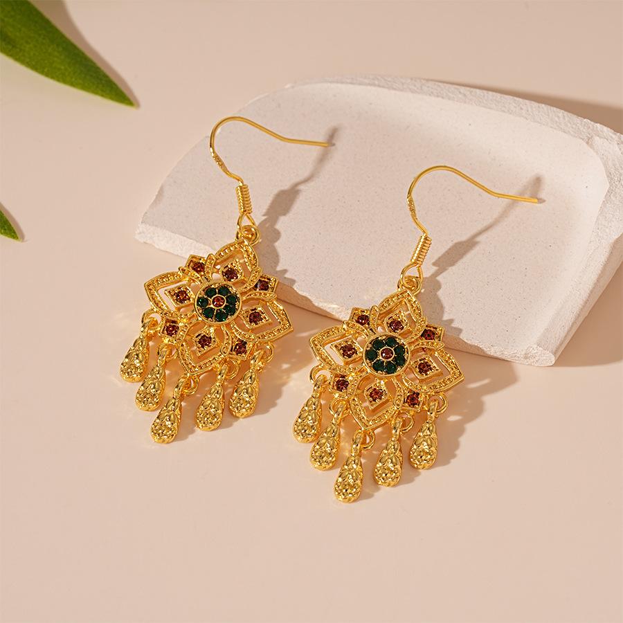 Water Drop Flower Earrings, Elegant National Style, High-end Earrings for Women