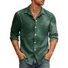 Men's Casual Lightweight Long Sleeve Shirt Button Front Cardigan with Stripe Print and Turn Down Collar Suitable for Everyday Wear