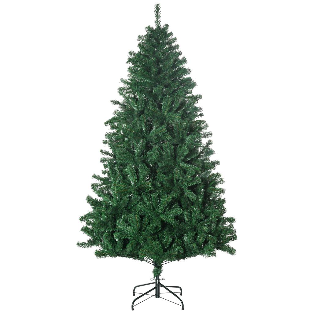6ft/180cm Christmas Tree 1492 PVC Tips Artificial Seasonal Festival Decoration Metal Flodable Base Green