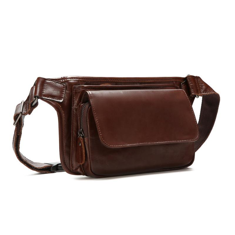 Hochwertige Herren-Umhänge- und Hüfttasche aus echtem Leder - Retro-Stil für den Freizeit- oder Pendelgebrauch
