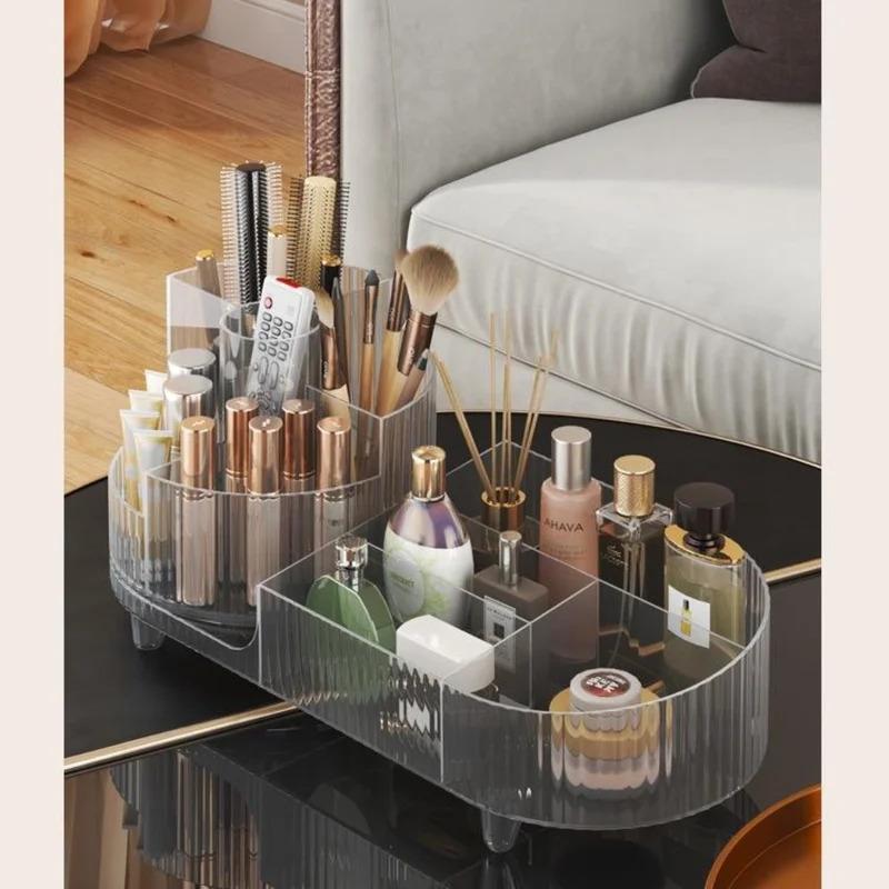 Transparent Makeup Organizer 360° Rotating Cosmetic Tools Storage Large Capacity Makeup Brushes Display Case Holder Desktop