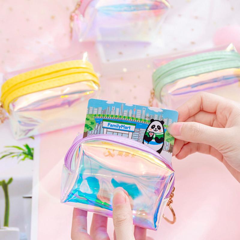Pvc Transparent Laser Coin Purse Student Can Be Stored Waterproof Mini Coin Keychain Bag