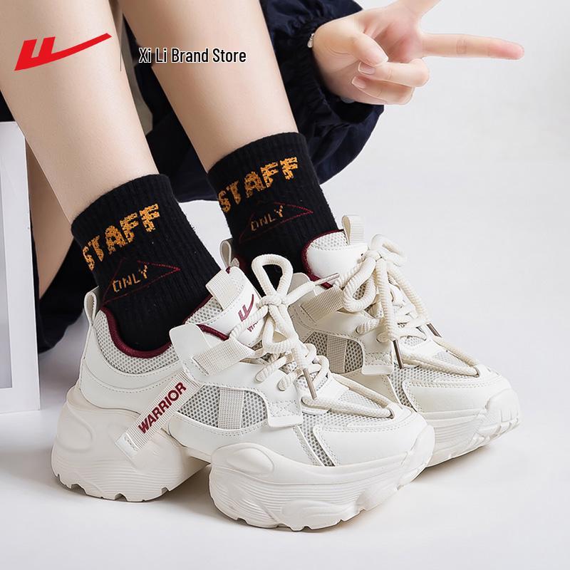 Warrior Women s Lightweight Black Casual Sneakers - Thick Sole, Breathable 2025 Autumn/Winter Collection 36