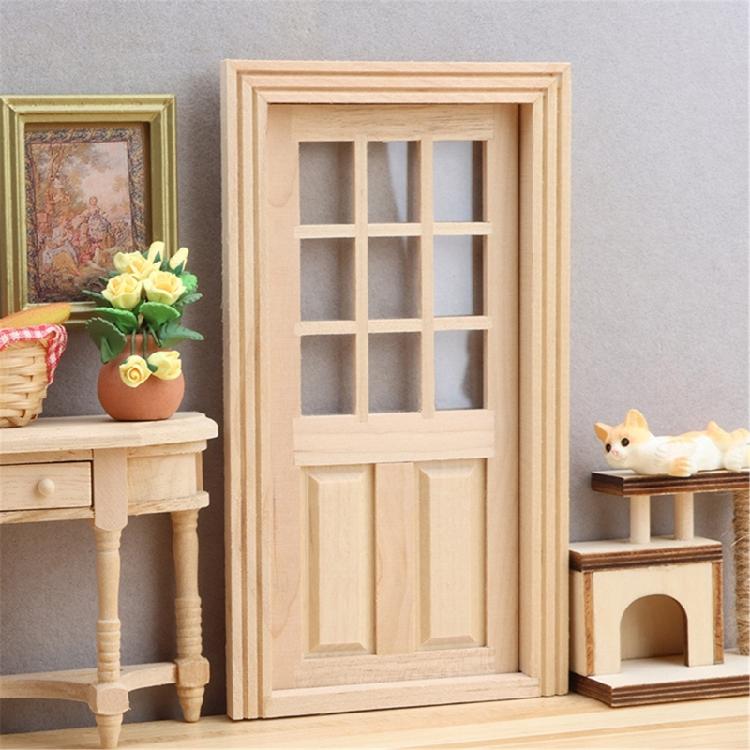 Antique Styles Miniature Door For Doll House Decoration Wood Furniture Door Figurine For 1/12 Model Craft Project Supply