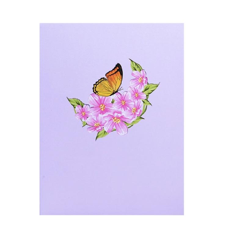 Flower Butterfly Charm Paper Card 3D Greeting Card Set with Envelope Small Card