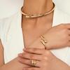 Chic Geometric Metal Jewelry Set: Women's Ring, Choker, and Bracelet