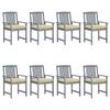 Day and Night - Day and Night Garden Chairs with Cushions 8 Pcs Solid Gray Acacia Wood