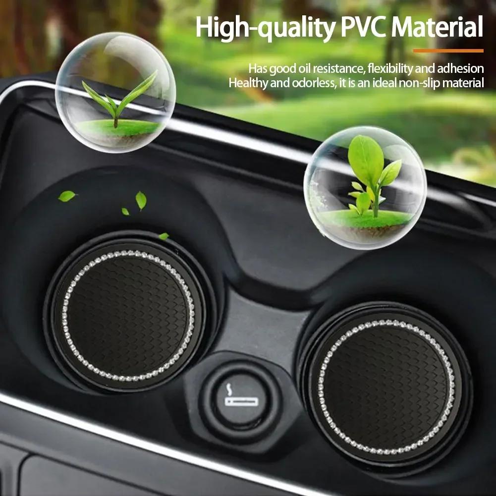 New Car Non-slip Water Cup Pad Diamond Rhinestone Bling Decoration Auto Interior Cup Bottle Anti-skid Rubber Mat Car Accessories