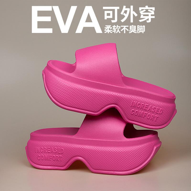 Thick-soled slippers summer wear heightening sandals high sense women s fashion eva cool slippers 35-36 розы красного 1718₽