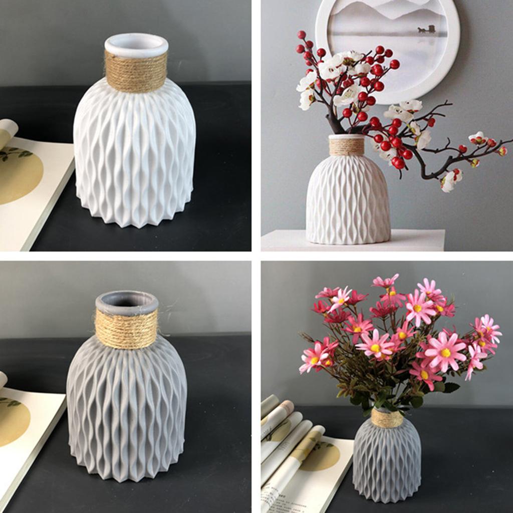 Plastic Flower Vase with Modern European Anticeramic Look for Flower Arrangement on Desk Bedroom Dining Table and Wedding