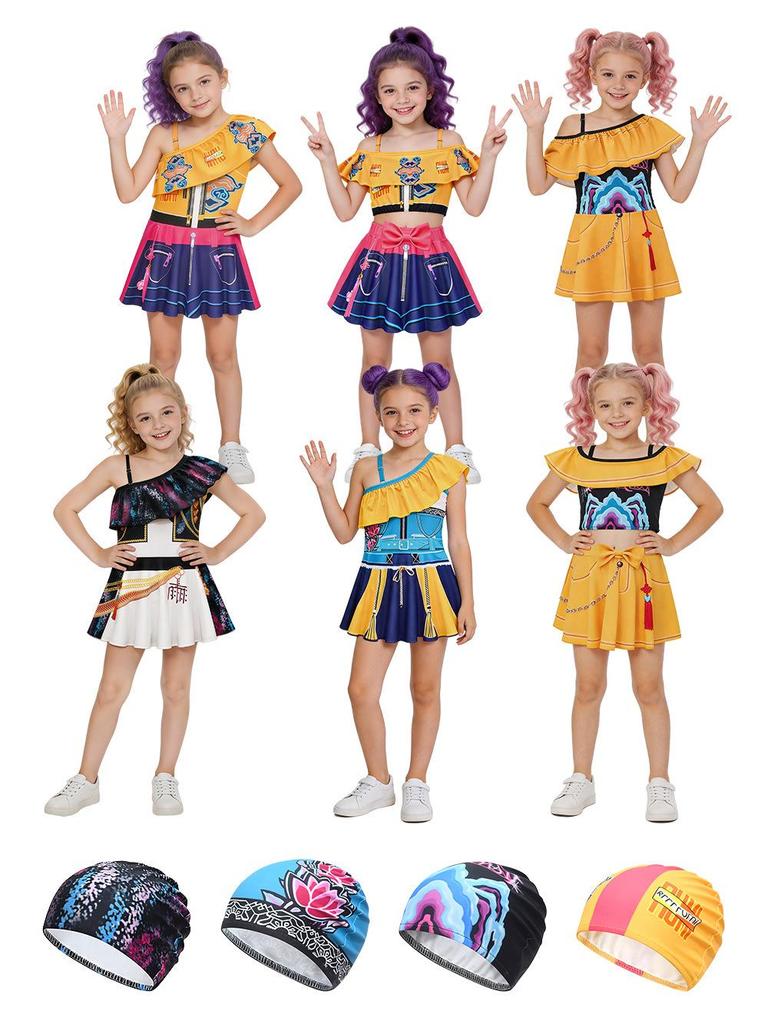 K-POP Dämonenjägerin Girlgroup Cosplay: Mira, Zoe, Rumi - Kinder Halloween Kostüm & Badeanzug
