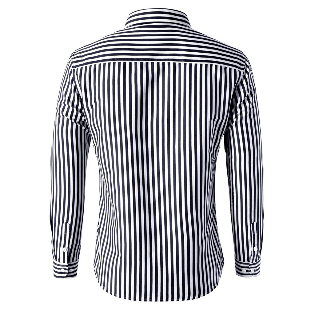 Men's Striped Long Sleeve Slim Fit Business Casual Dress Shirt