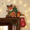Christmas Party Supplies for House Wooden Door Topper Stickers, Seasonal Frame Decoration, L-shaped Corner Sign Holiday Home Wall Decor Items