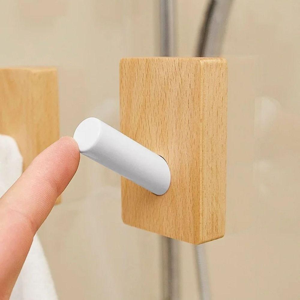 Wall Mounted Solid Wood Hook Round Design Coat Hook Clothes Hanger Single Hook Entrance