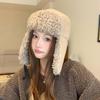 Autumn and Winter Velvet Warm Hat Windproof Ear Protection Big Head Circumference Hat Women