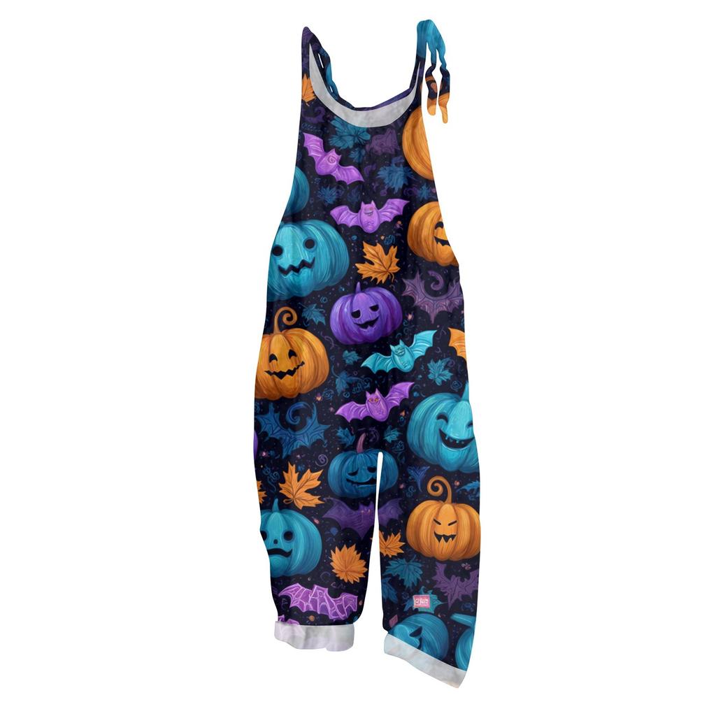 Women's Jumpsuit  Print Casual Loose Vintage Shoulder Strap Cotton Linen