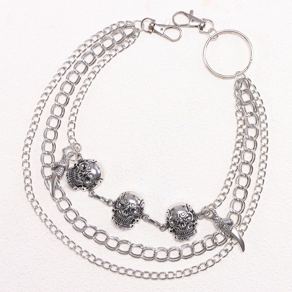 Retro Multi-layer Skull Metal Pant Chain for Denim