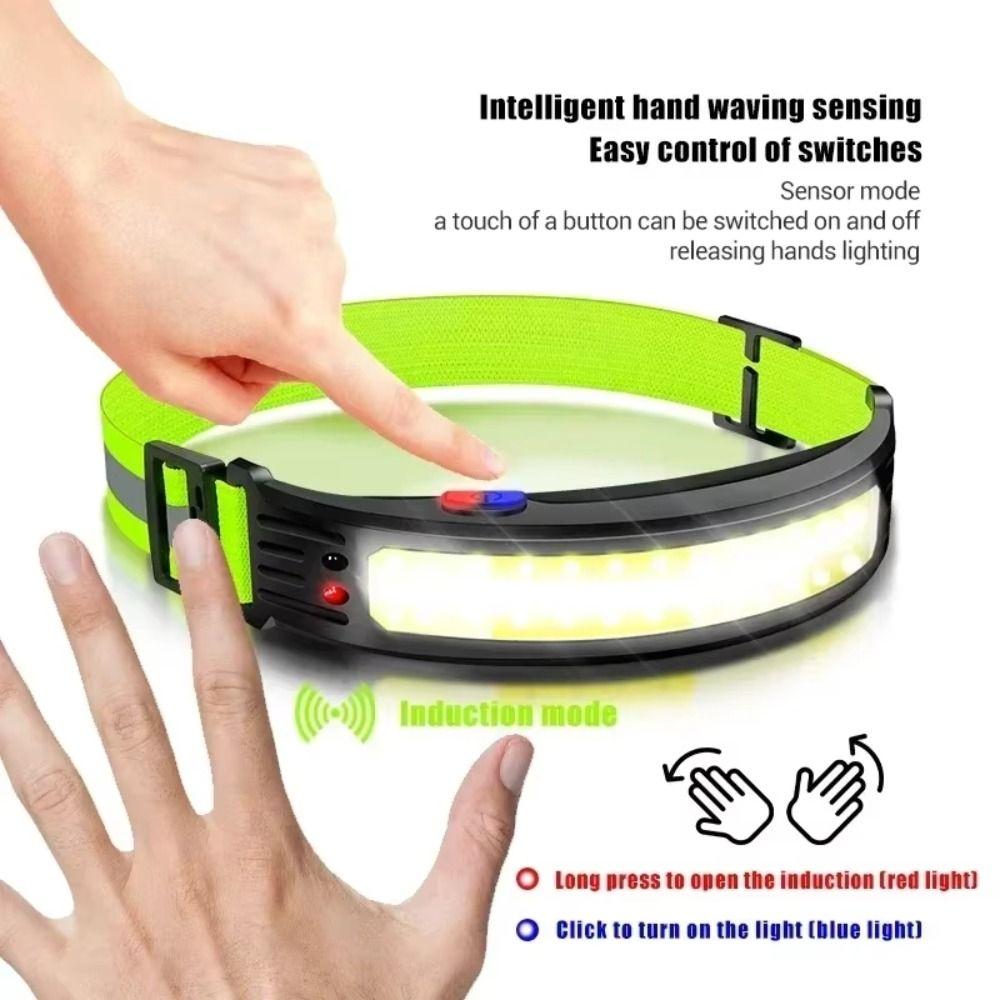 6 Lighting Modes COB LED Headlamp Waterproof USB Rechargeable Head Lamp Sensor Headlight Fishing