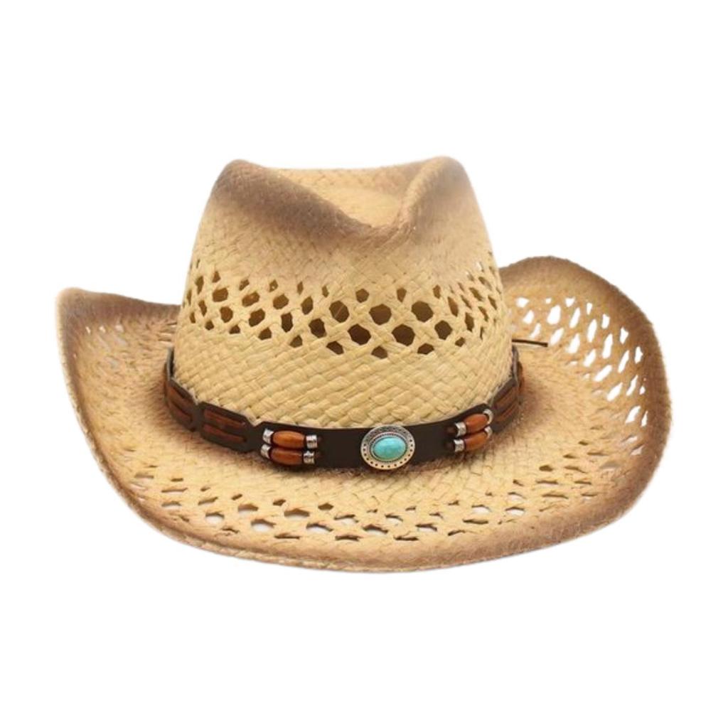 Hut mit Hohlgeflecht Atmungsaktiv Frühling und Sommer Winddicht Einfach Reise Strand Cowboy Strohhut Sonnenhut
