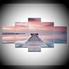 The pink sky and wood bridge 5 Panels Wall Art modern Modular Poster art Canvas painting for Living Room Home Decor