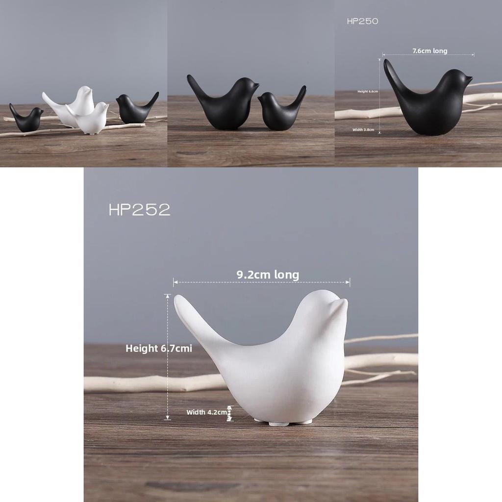 Weißer Keramik-Vogel im nordischen Stil mit abstrakter Kunst für Wohnzimmerdekoration