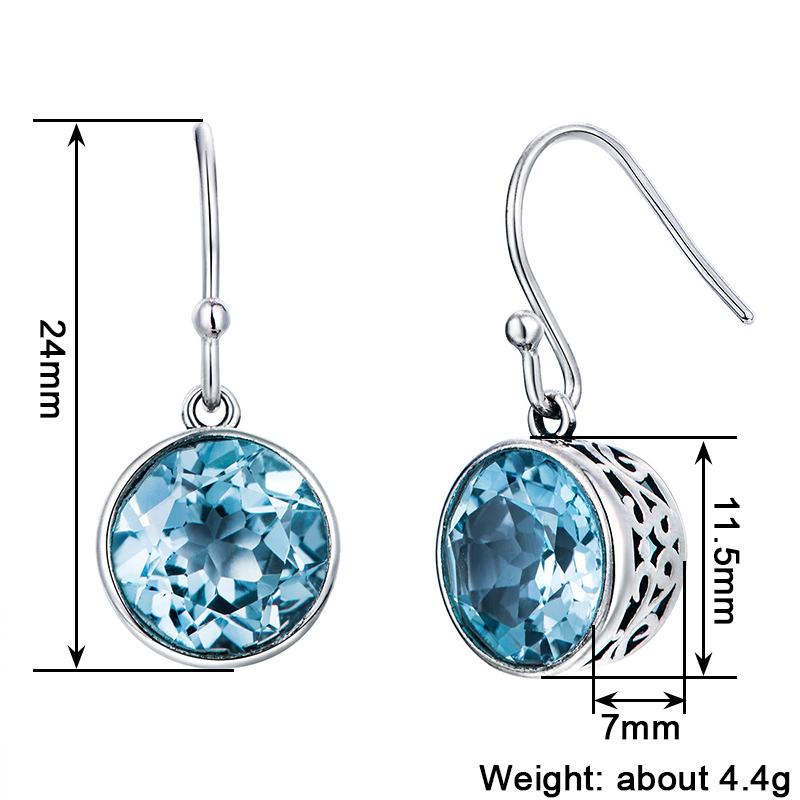 Huitan Fancy Zinc Alloy Color Drop Earrings With Round Blue Cubic Zirconia For Lady Wedding Party Daily Elegant Accessories Zircon