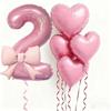 6pcs Romantic Pink Bow Heart Balloon 32Inch Birthday Party Balloons  For Engagements Wedding