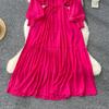 French Vintage Evening Dress Elegant Asymmetrical Ruffle O Neck Long Sleeve Lace Up Spliced Chic High Street Autumn Clothing