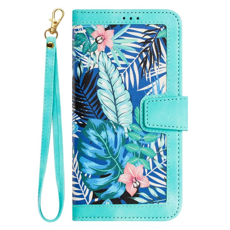Modische floral bedruckte PU-Leder-Geldbörsenhülle für iPhone 15 14 13 12 11 Samsung S23 S22 S21 A13 A14 A34 A54 Google PU Lanyard Kartenfächer Flip Cover