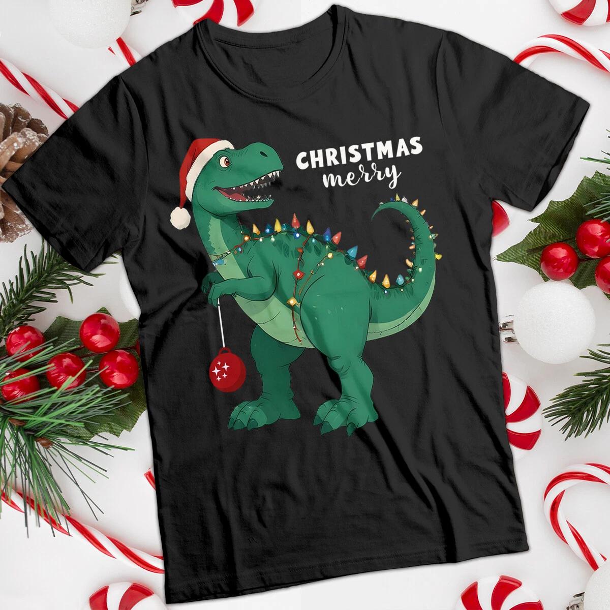 

Funny Dinosaur Santa Hat Christmas T-Shirt Tee 160