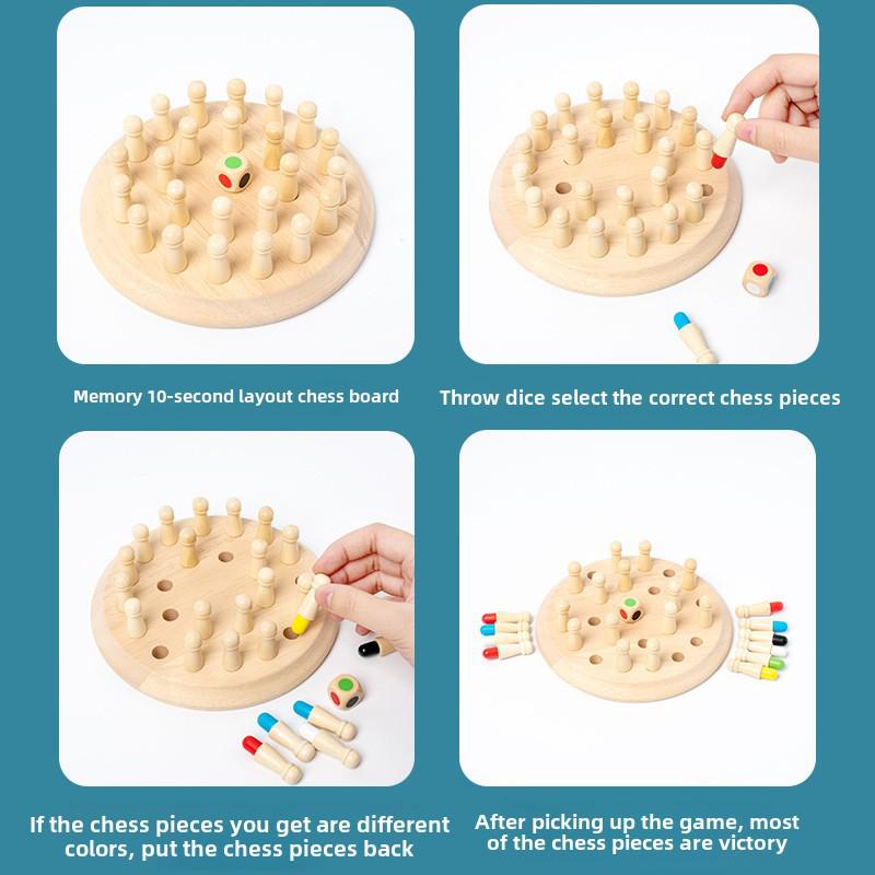 Children's Wooden Color Memory Chess: Educational Puzzle & Interactive Game for Focus and Parent-Child Fun