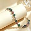 Colorful Zircon Lucky Four-Leaf Flower Bracelet for Women Flower CZ Stone Gold Plated Tennis Bracelet Fragrance Jewelry