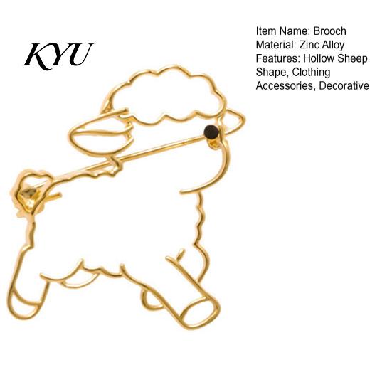 Sheep Cardigan Pin Hollow Brooch Lapel Pin, Golden Plated Alloy Animal Badge Decorative Clothing Accessory for Daily Wear Party Vintage Style
