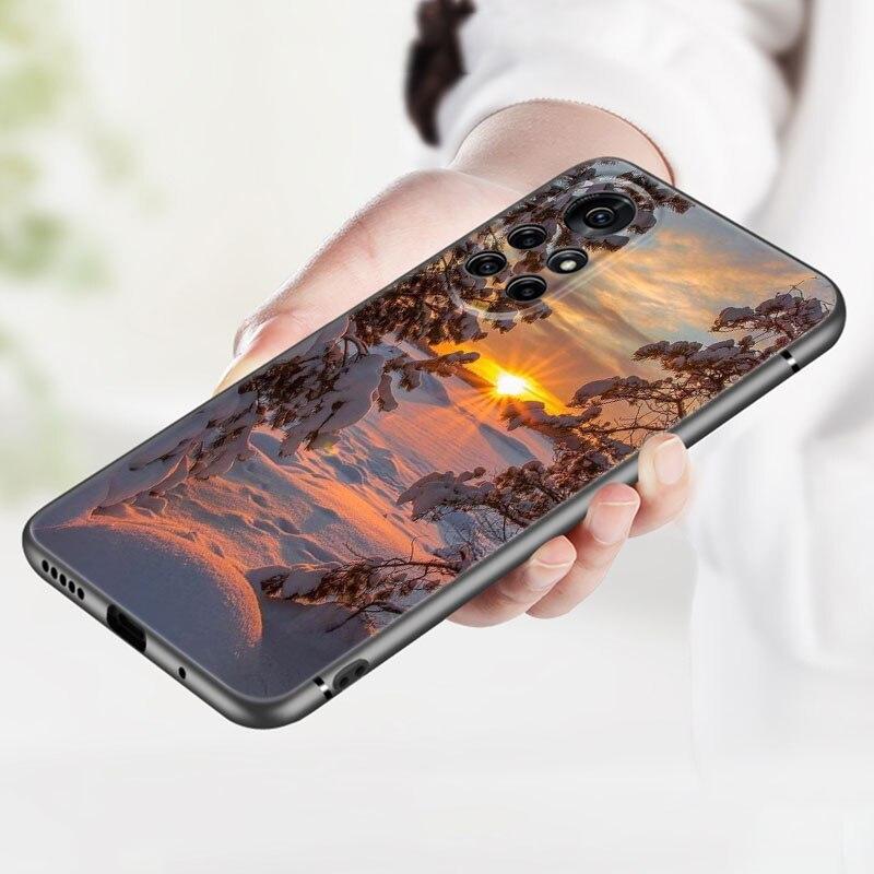 Landschaft Winter Licht Schnee Telefon Fall Für Huawei Honor 60 50 SE 30S Mate 30 20 10 Lite 40 Nova 9 8 Pro Y60 8i 7i 7SE 5T Premium
