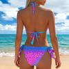 2026 Blue Gradient Leopard Halter Bikini - European & American Style Backless Swimsuit
