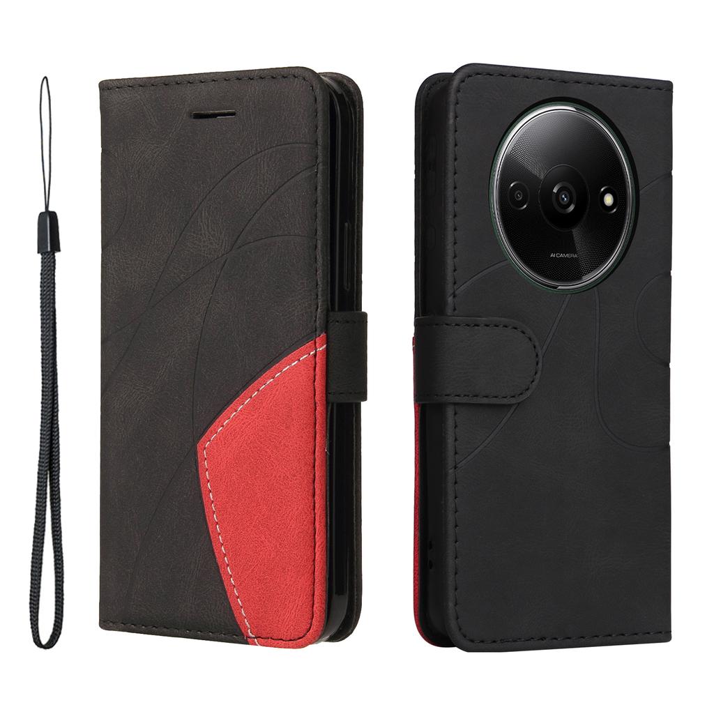 For Xiaomi Redmi A3/Poco C61 4G Leather Case Wallet Stand Color Splicing Phone Cover