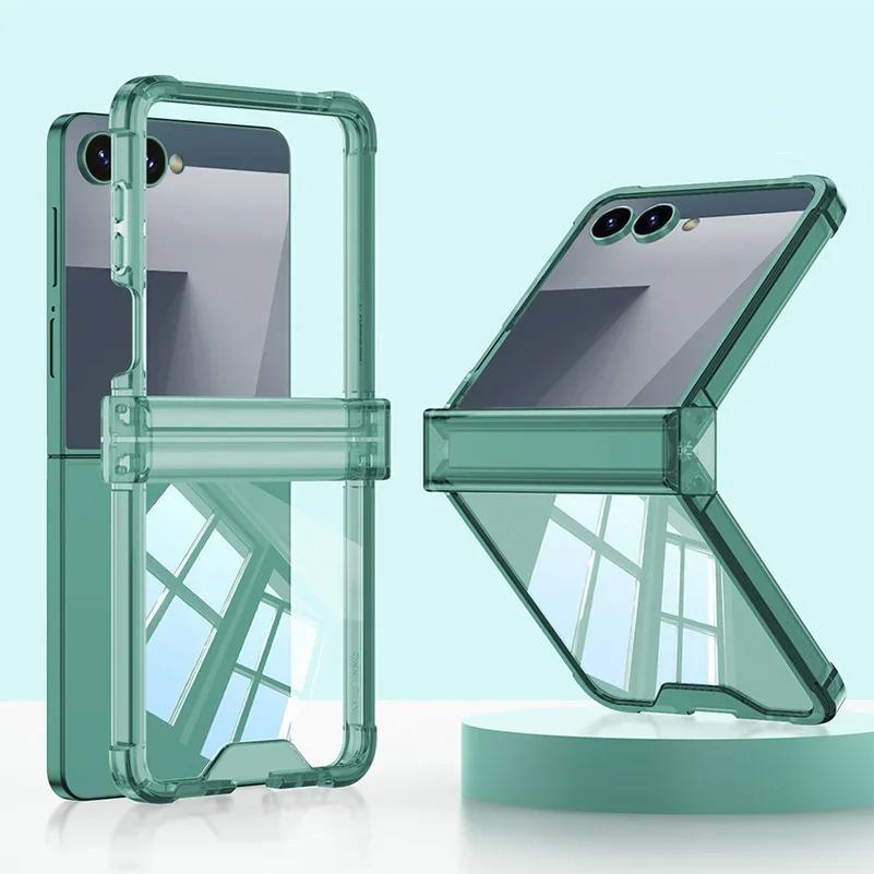 All-inclusive Hinged Four-corner Anti-drop Phone Case for Samsung Galaxy Z Flip 7 FE 6 5 flip7 Transparent Shcokproof Back Cover