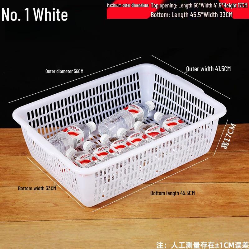 Large White Plastic Rectangular Kitchen Basket for Draining, Washing, and Storage