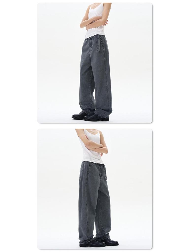 LKTM Unisex Wide-Leg Pure Cotton Stone Wash Casual Pants