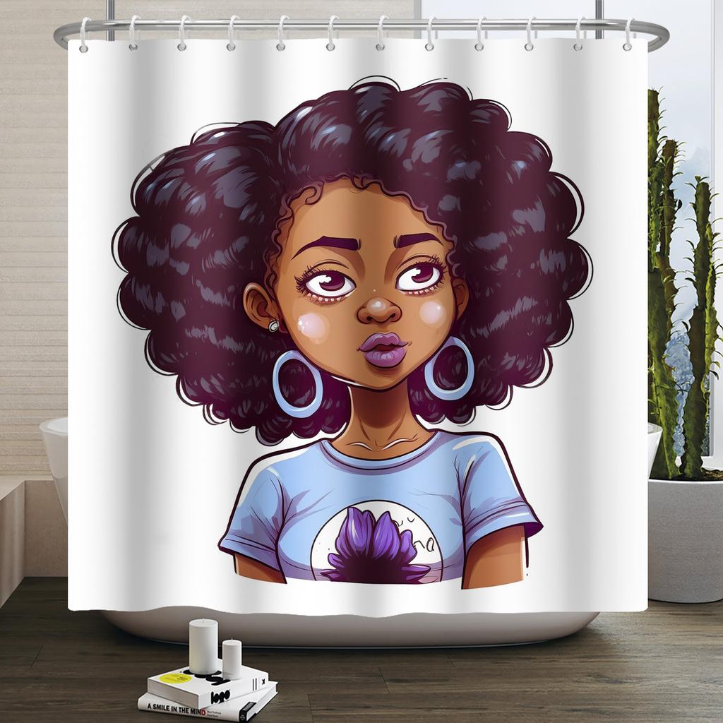 Afroamerikanische Frau Duschvorhang Sexy Schwarzes Mädchen Dame Inspirierend Königin Abstrakt Boho Wasserdicht Badezimmer Duschvorhang
