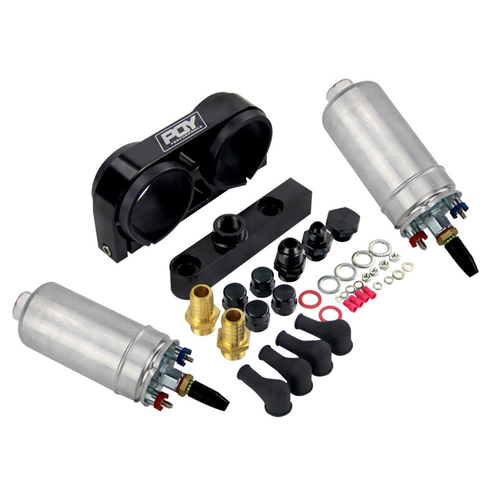 WLR - Twin Fuel  Bracket Billet Aluminium Assembly   In Black for 044 Fuel  With