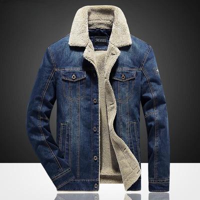 Winter Fleece Thickened Men's Denim Jacket, Casual Loose Plus Size Denim Jacket